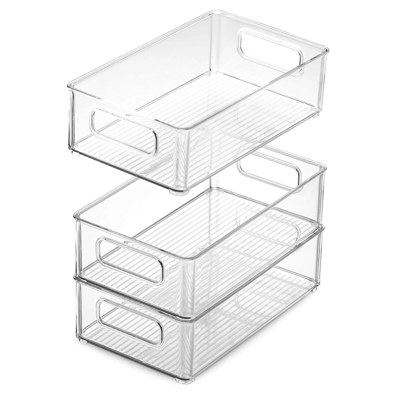 

6pcs Clear Plastic Storage Bins Space Saving Freezer Organizer for Closet Bathroom Kitchen