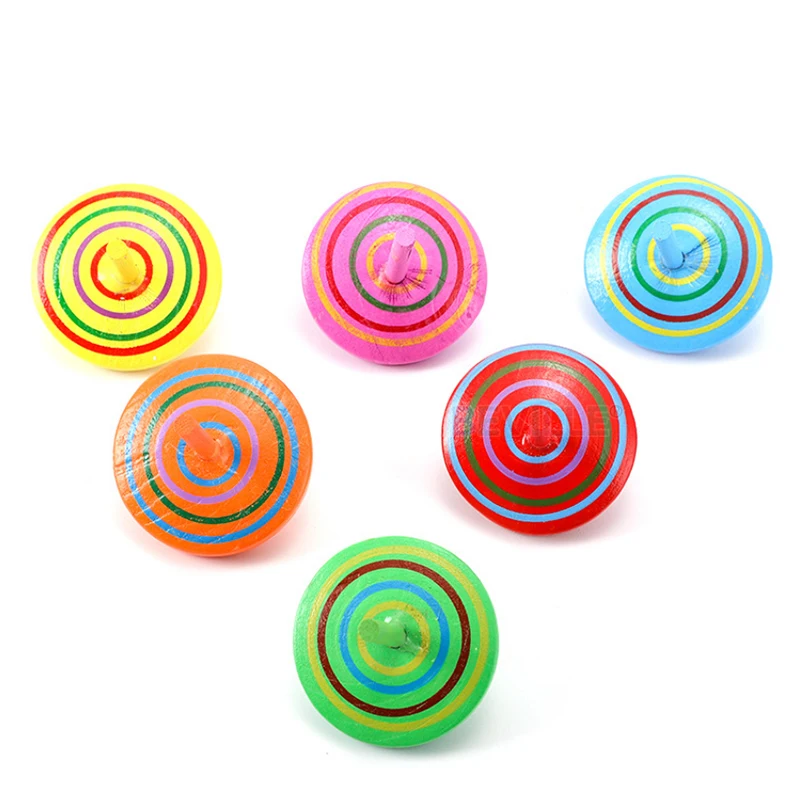 8pcs/lot Multicolor Wooden Spinning Top Adult Relief Stress Desktop Decompression Toys Baby Birthday Christmas Gift Random Color - купить по