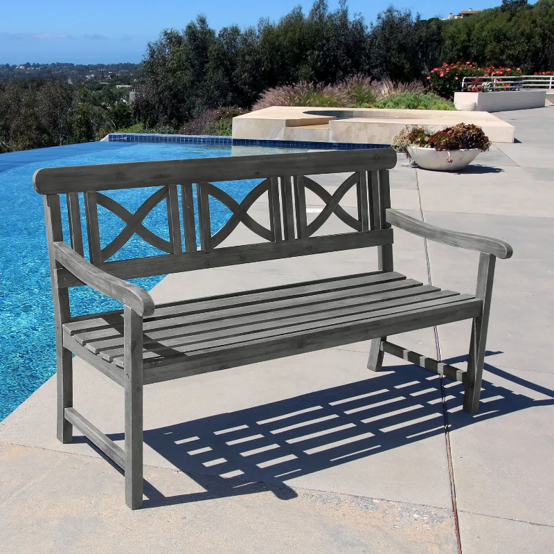 

Renaissance Outdoor Hand-scraped Wood Garden Bench