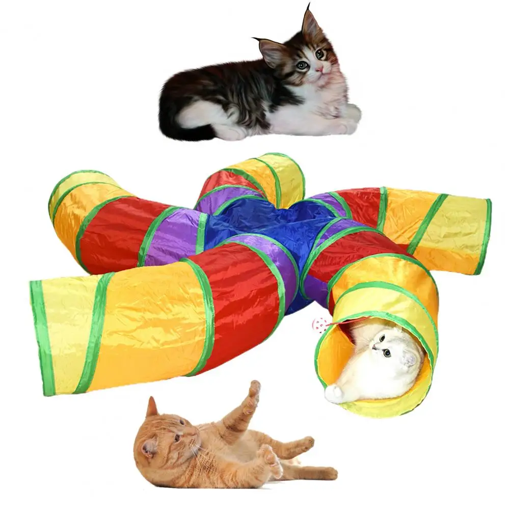 

Pet Cat Tunnel Toy Foldable S-Shaped 5Way with Bell Ball Exercising Hiding Training Interactive Play Tunnel Tube Pet Accessories