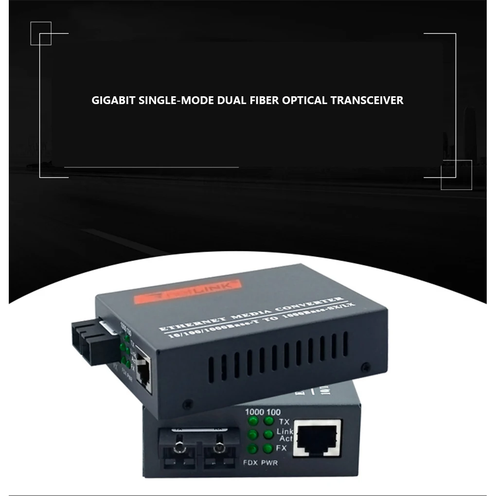 

Single Mode Fiber Switch Portable SC Interface Indicator Light Dorm Ethernet Networking Optical Converter EU Plug
