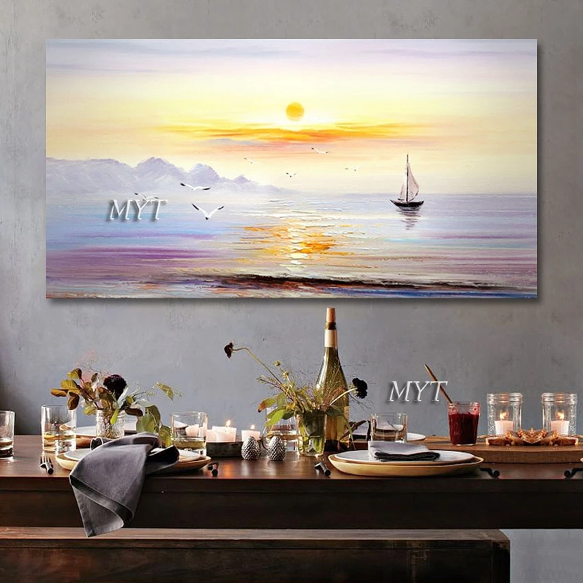 

Abstract Sunset Hand Drawing Canvas Oil Painting Acrylic Art Unframed Seascapes With Boats Wall 3d Beautiful Picture Scenery