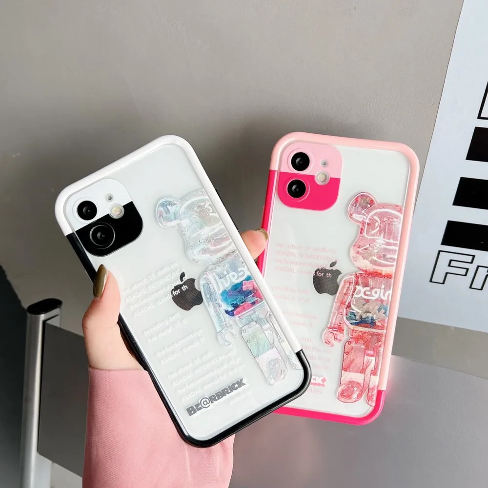 

Removable Frame Transparent Crystal Bear Phone Case For iphone 12Pro 12 11ProMax 11 13ProMax 13 X XS XR XSMAX Soft Shell