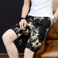 mens casual shorts 2022 summer new korean version printed youth loose all match cropped pants y2k sports mens shorts