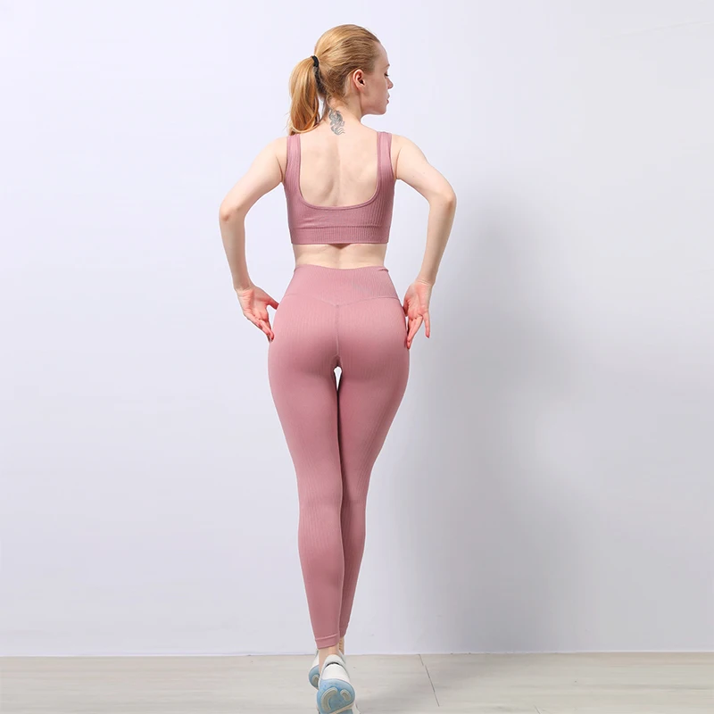 2/3 Pcs Women Seamless Yoga Suits Set Sportswear Gym Workout Wear Short Bra Leggings Tops Long Sleeves Yoga Wear