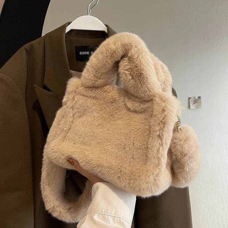 

Зимняя трендовая дизайнерская сумка-мессенджер на плечо с верхней ручкой женская сумка из мягкого искусственного меха и кошельки