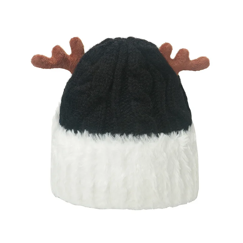 

Christmas Knitted Antler Hat Cute Reindeer Antlers Knitted Hat Crochet Knit Cap for Adults Winter Warm Beanie Cap