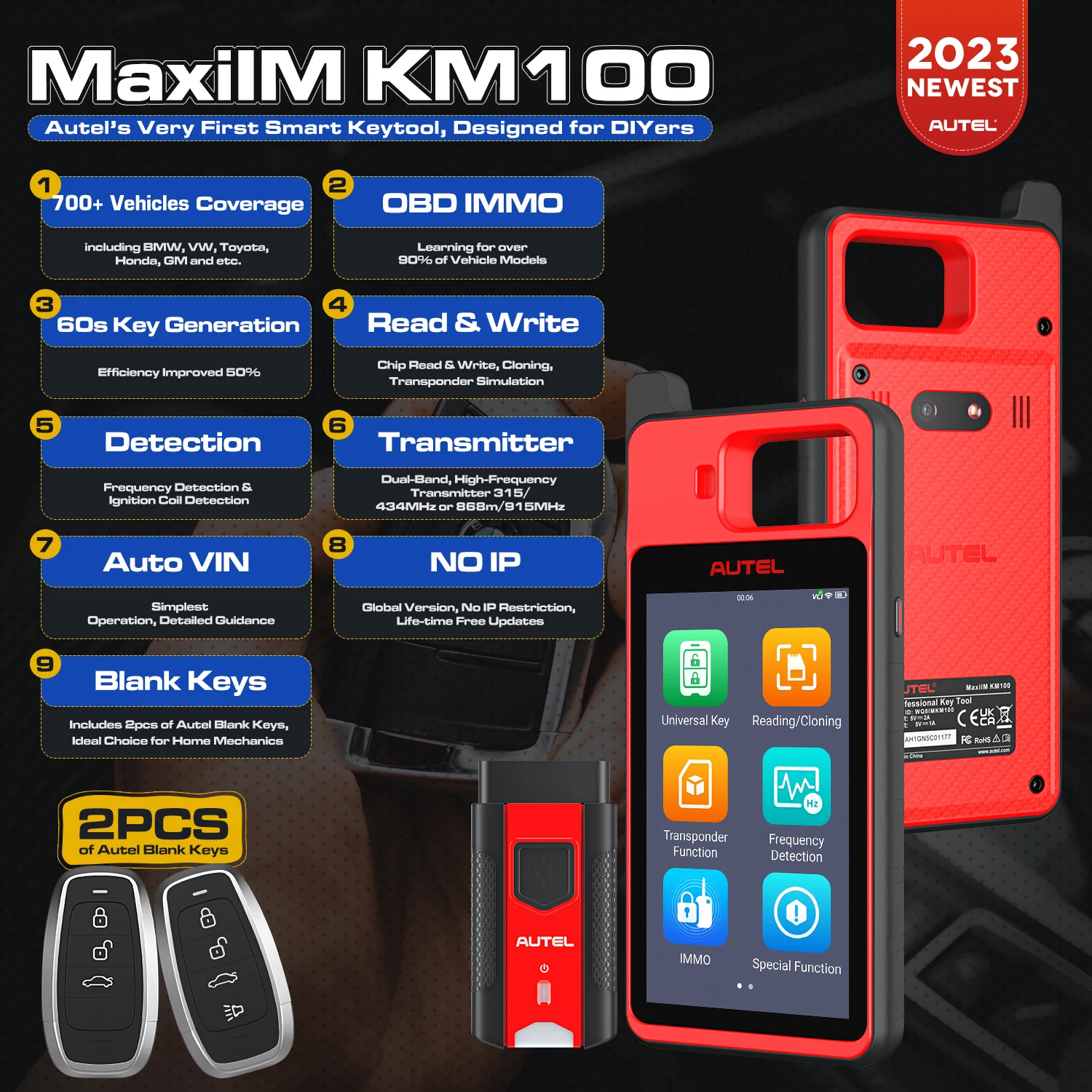 Брелок-программатор Autel MaxiIM KM100 инструмент для иммобилайзера обучающий чип IMMO