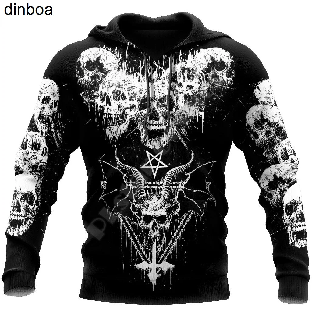 

Dinboa-cosmos сатана дьявол призрак Готический Череп Забавный Повседневный пуловер новая мода уличная одежда 3d Y2k Мужская/мужская куртка на молни...
