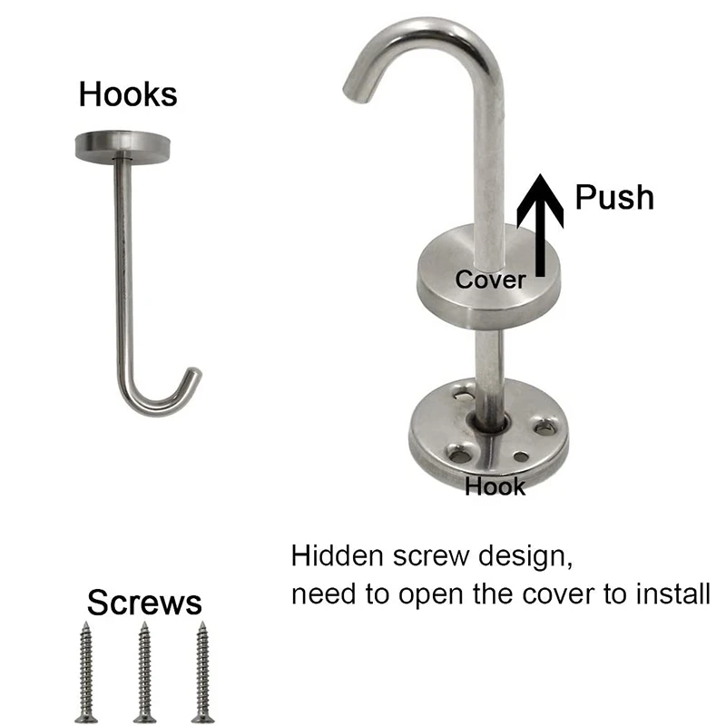 5 Pcs Wall Mount Ceiling Hooks Swag Stainless Steel Round Base Hanger For Hang Plant Baskets