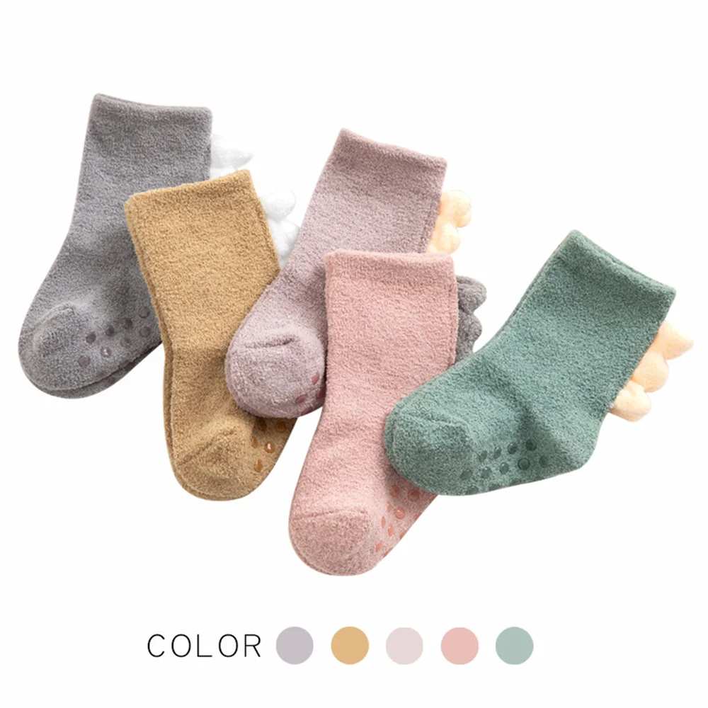 

Dinosaur Baby Floor Socks Thicken Anti Slip Warm Winter Newborn Infant Toddler Skin Friendly Floor Coral Fleece Soft Sleep Socks