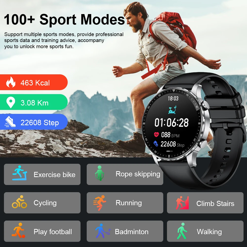 Новые Bluetooth Смарт-часы Мужские HD-вызовы Водонепроницаемые 100 + Спортивный
