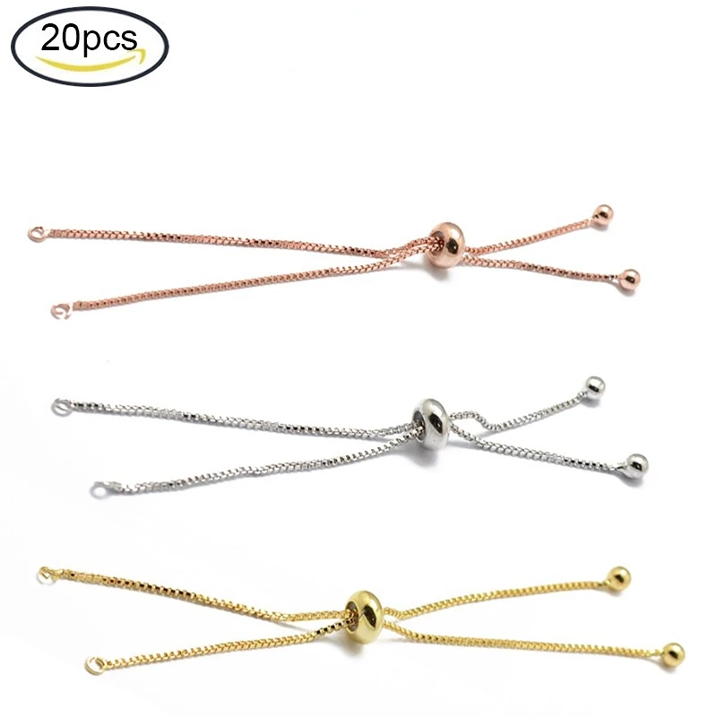 

20PCS 22cm Rack Plating Environmental Brass Chain Bracelet Makings Long-Lasting Plated Slider