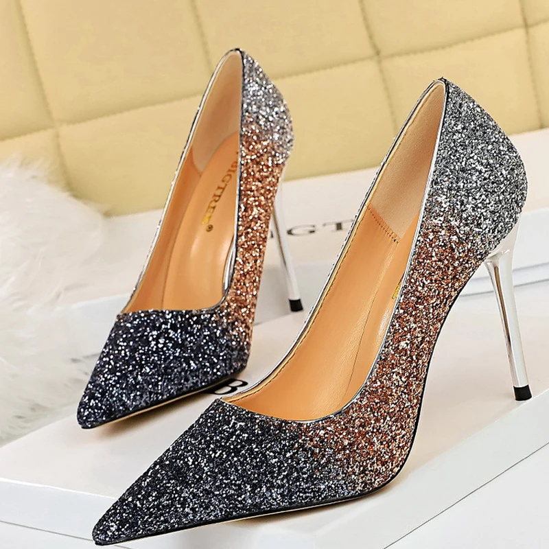 

Shoes Sequins Women Pumps Sexy High Heels Gold Women Heels Sliver Wedding Shoes Ladies Shoes Black Women Shoes Stiletto
