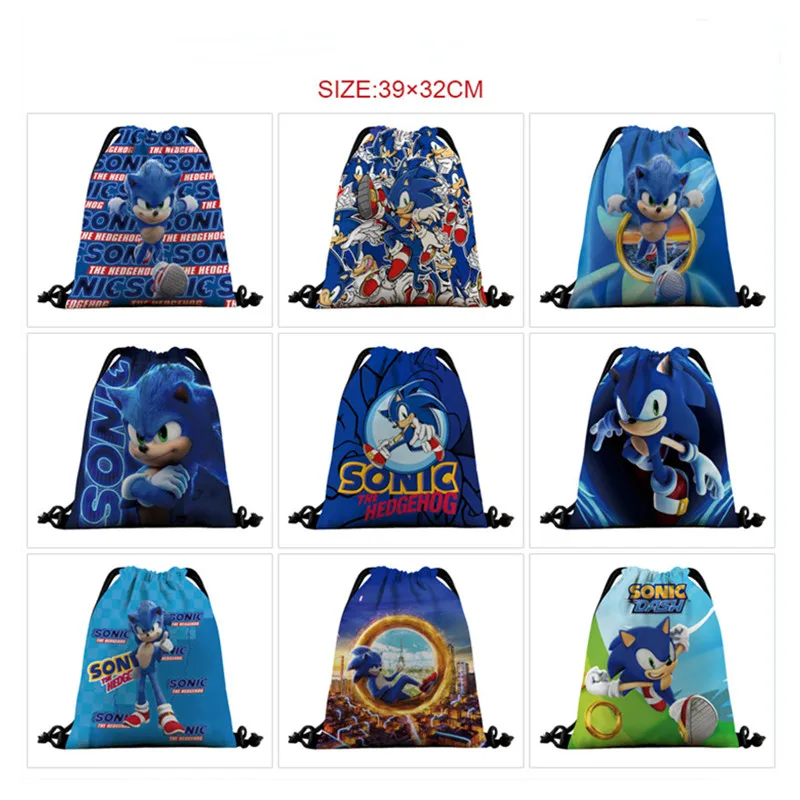 

Sonic Full Color Drawstring Pocket Cartoon Anime Drawstring Backpack Drawstring Backpack Storage Bag Kids Gifts