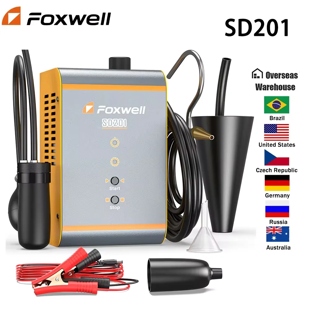 

FOXWELL SD201 12 В автомобильный тестер утечки дыма EVAP тестер утечки дыма вакуумная топливная трубка детектор утечки масла авто диагностические инструменты