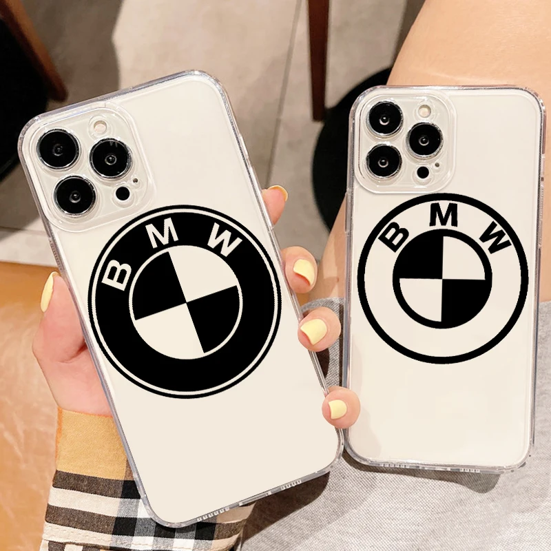 

Luxury Car BMW Black LOGO Phone Case For Apple iPhone 14 13 12 11 SE XS XR X 7 8 6 mini Plus Pro MAX Transparent Cover