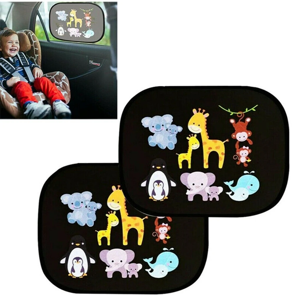 

2Pcs Car Sunshade PVC 44*36cm Car Cartoon Sunshade Baby Children Sun Shade Visor UV Block Protect Mesh For Baby Kid