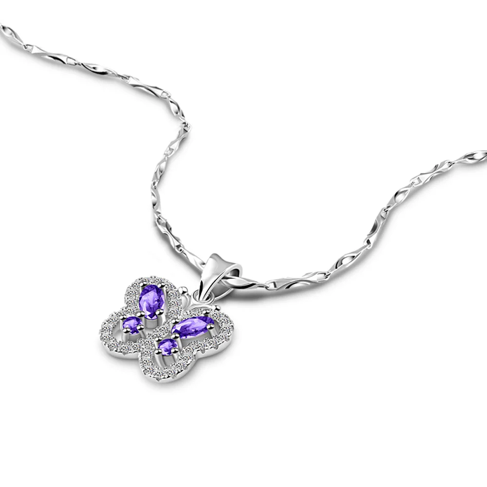 

Butterfly Shaped 925 Sterling Silver Necklace for Women AAA Cubic Zircon Clavicle Chain Valentine's Day Gift Jewelry Accessories