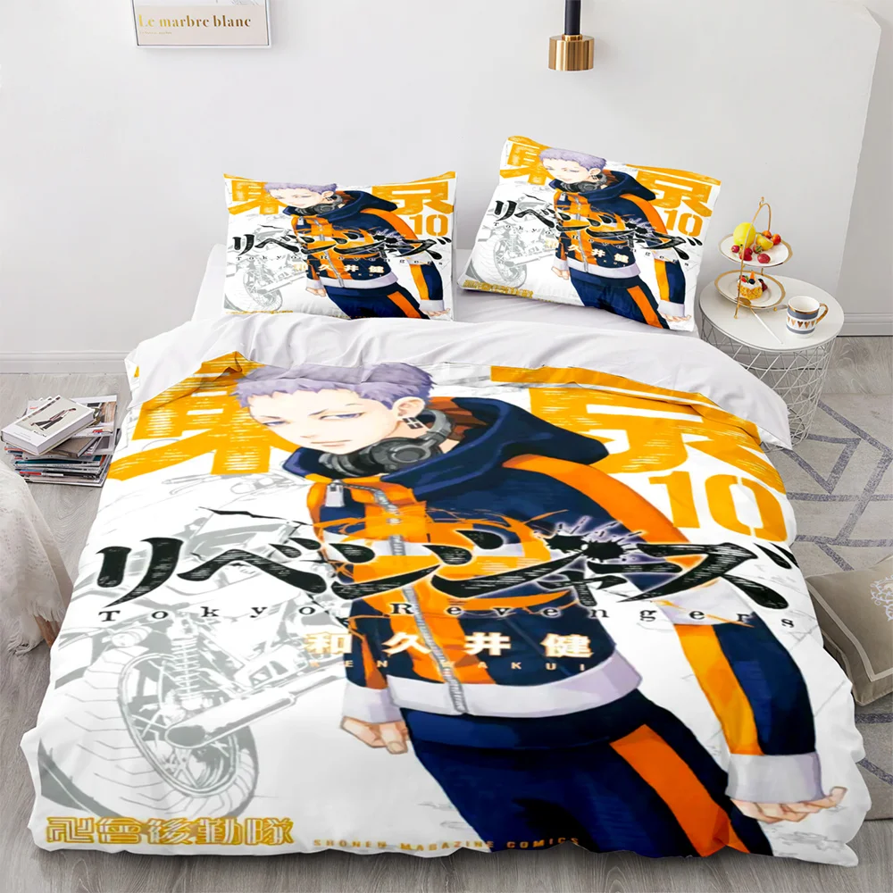 

Bed Linen Home Texitles For Aldult Kid Tokyo Revengers Bedding Set 3D Anime Printed Single Twin Full Queen King Size
