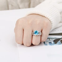 baoshina square zircon twist blue crystal womens ring trendy copper ring for bride wedding party 2020 jewelry accessories