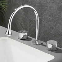 Bathroom Basin Faucets Deck Mounted Double Handle Faucet Black Basin Mixer Hot Cold Shower Room Faucet 3 hole Tub Tap