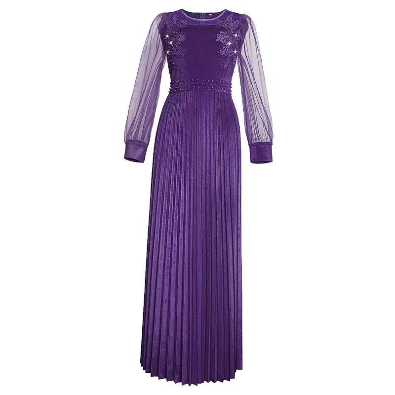 Fashion African Muslim Women Long Dress Bead Embroidery Noble Luxury Retro Evening Dress Arab Islamic Party Show Long Dress