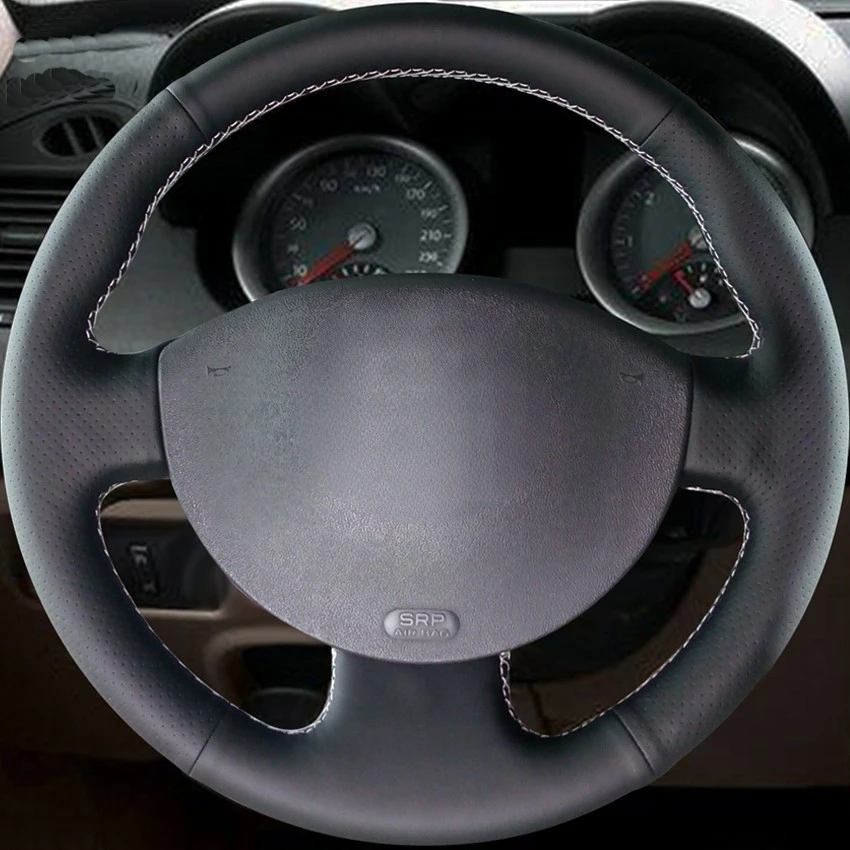 

Черный чехол на руль из искусственной кожи ручной работы для Renault Megane 2 2003-2008 Kangoo 2008 Scenic 2 2003-2009