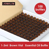 100pcs 1ml 2ml 3ml mini essential oil bottles wholesale amber glass brown vials lots sub bottling set