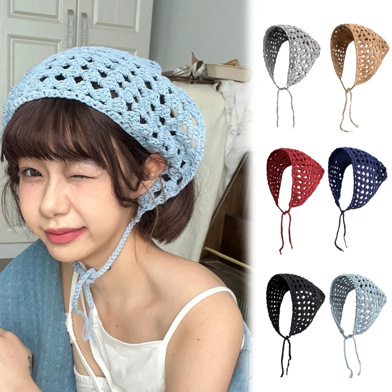 

Girls Crocheted Bandana Head Wrap Exquisite Hairband Lady Turban Photo Props DropShip