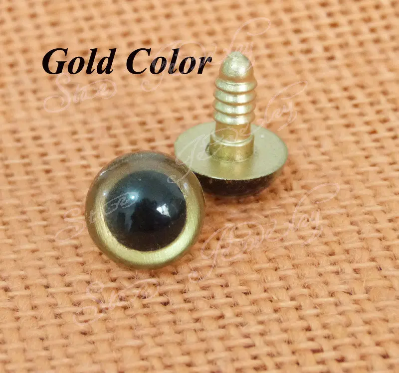 300 шт./лот --- 9 мм-10 мм-12 мм-13 мм-14 мм пластиковые игрушечные глаза золотого цвета с