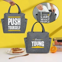 large capacity insulated lunch bags phrase series printing lunch box cooler bag multifunction portable picnic thermal food packs