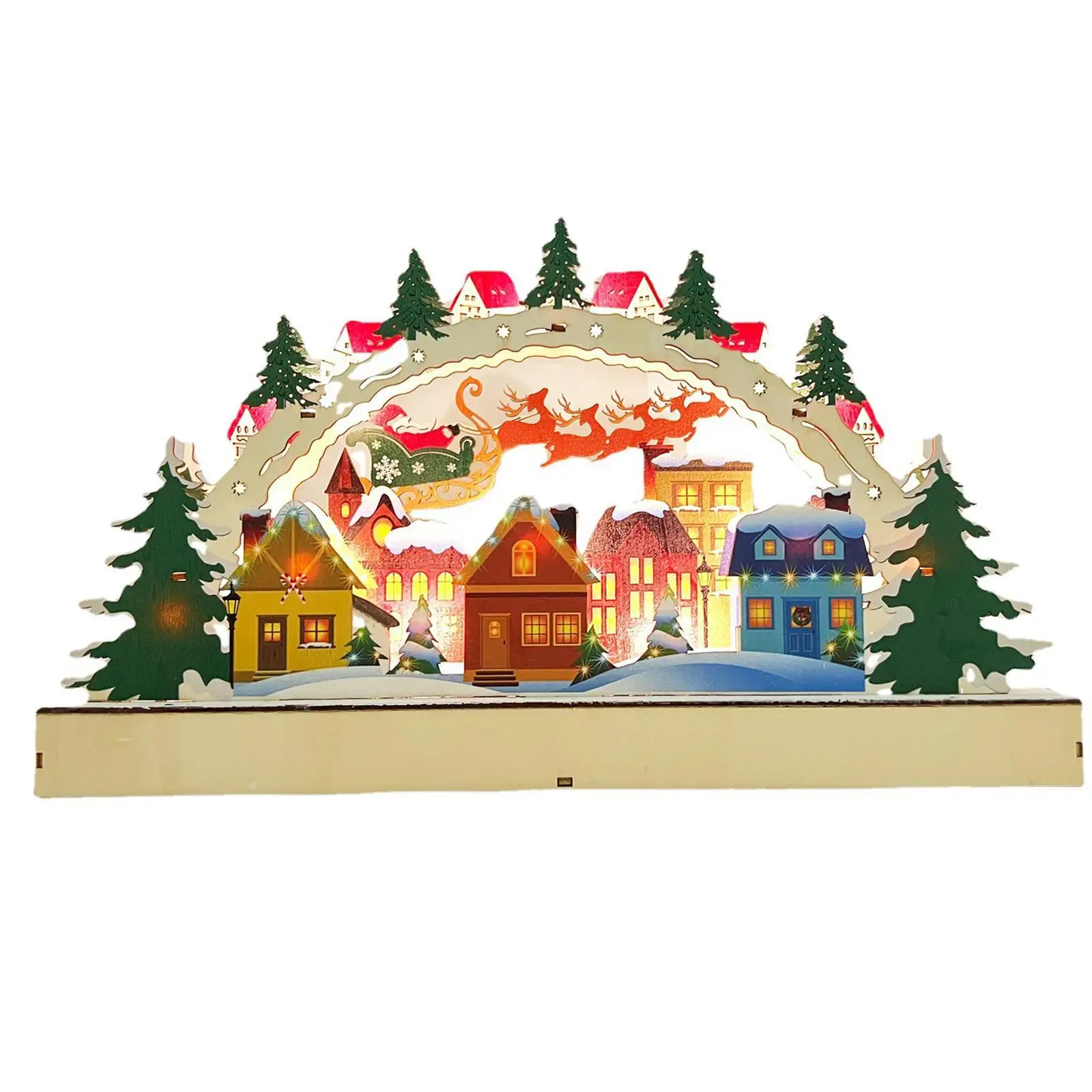 

Деревянные рождественские светодиодные мостовые огни, украшение для рождественской сцены, домашнее полукруглое креативное украшение, пра...