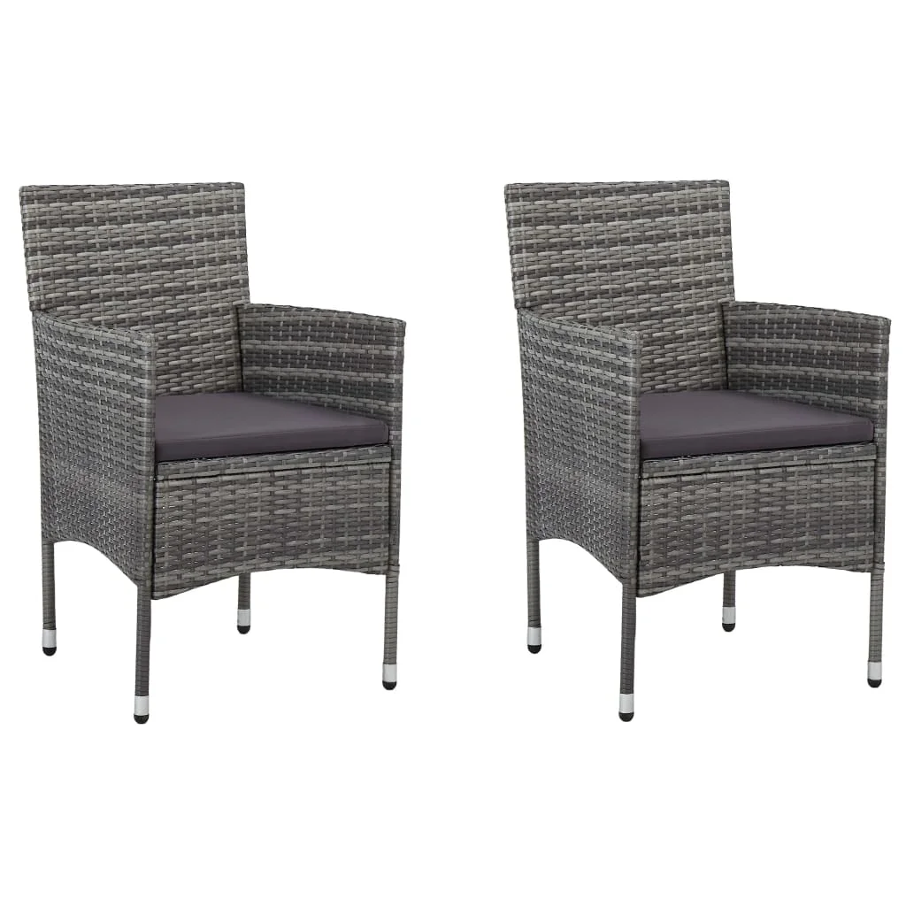 

Patio Outdoor Garden Dining Chairs Deck Porch Furniture Set Balcony Lounge Chair Decor 2 pcs Poly Rattan Gray