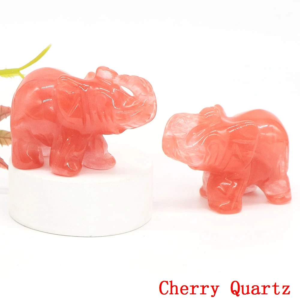 

Статуя слона из камня с аметистом и розовым кварцем