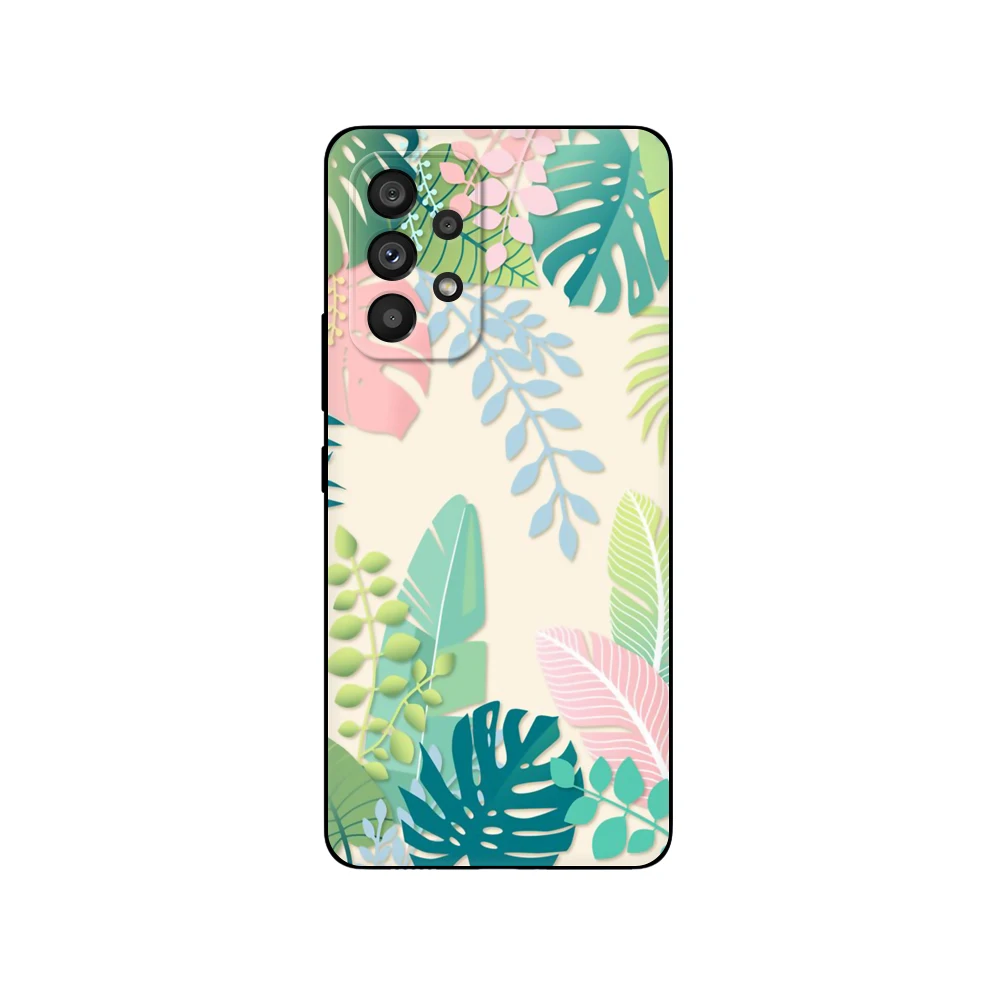 Черный чехол из ТПУ с листьями для Samsung Galaxy A03 SM-A035 Core A03S A13 A23 LTE A33 A53 A73 4G 5G