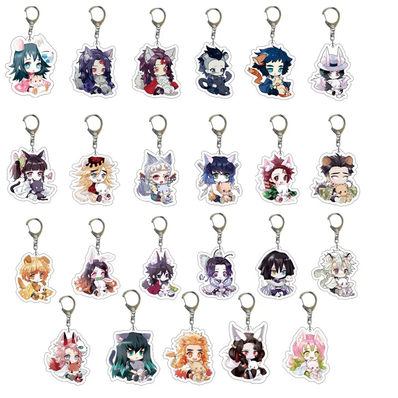 

Anime Demon Slayer Keychain Anime Cool Style Key Ring Bagpack Pendant Gift Keyring Decor Acrylic Fans Collection