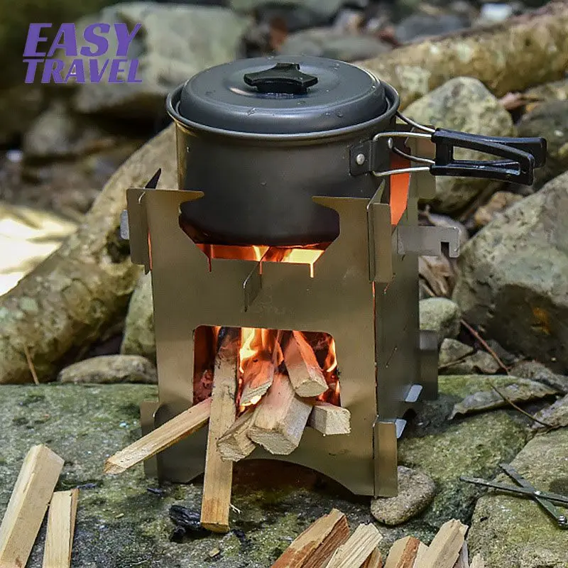 

stainless steel Wood Burning Stove Portable Backpacking Camping Outdoor Firewood Furnace Lightweight Picnic Survival Cooking