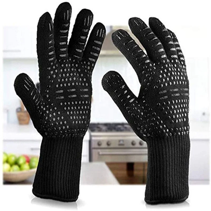 

BBQ Gloves 1472°F Heat Resistant Fireproof Oven Mitts Long Silicone Mittens Grilling Gloves for Kitchen Smoker Barbecue Camping
