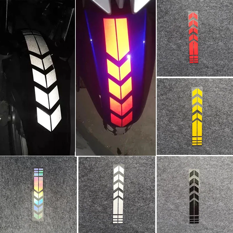 

1set Motorcycle Fender Reflective Stripe Sticker Car Motorcycle Reflective Arrow Decals Rim Stripe Wheel On Fender Tape Stickers