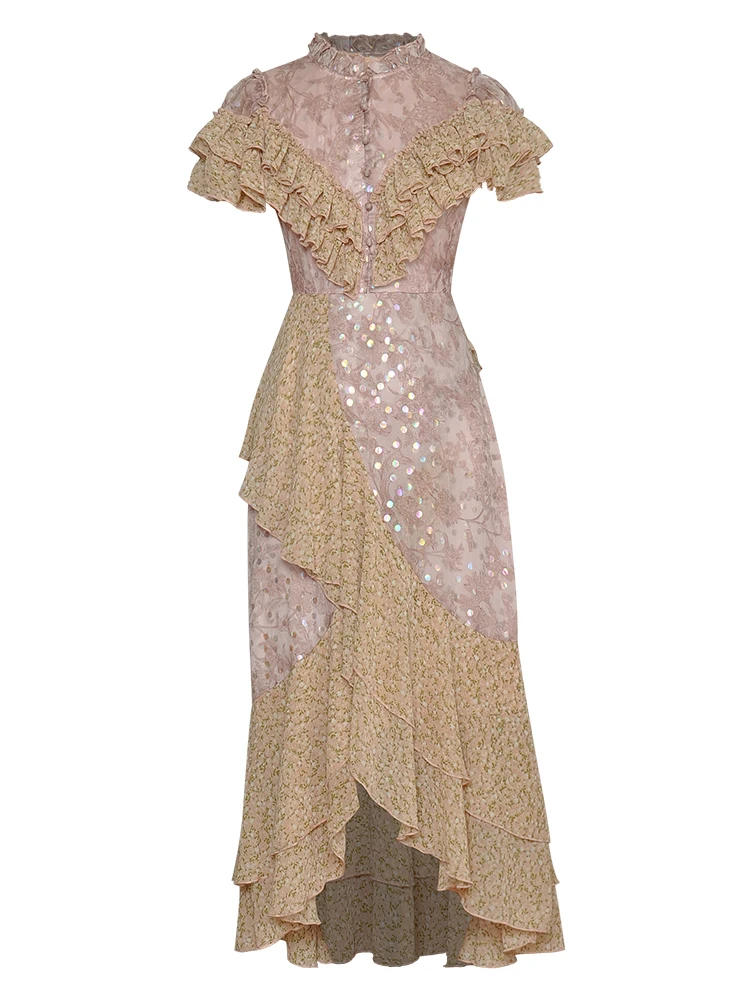 

Runway Designer High Quality Summer New Women's Celebrity Party Fashion Elegant Vacation Trendy Print Mermaid Irregular Dress