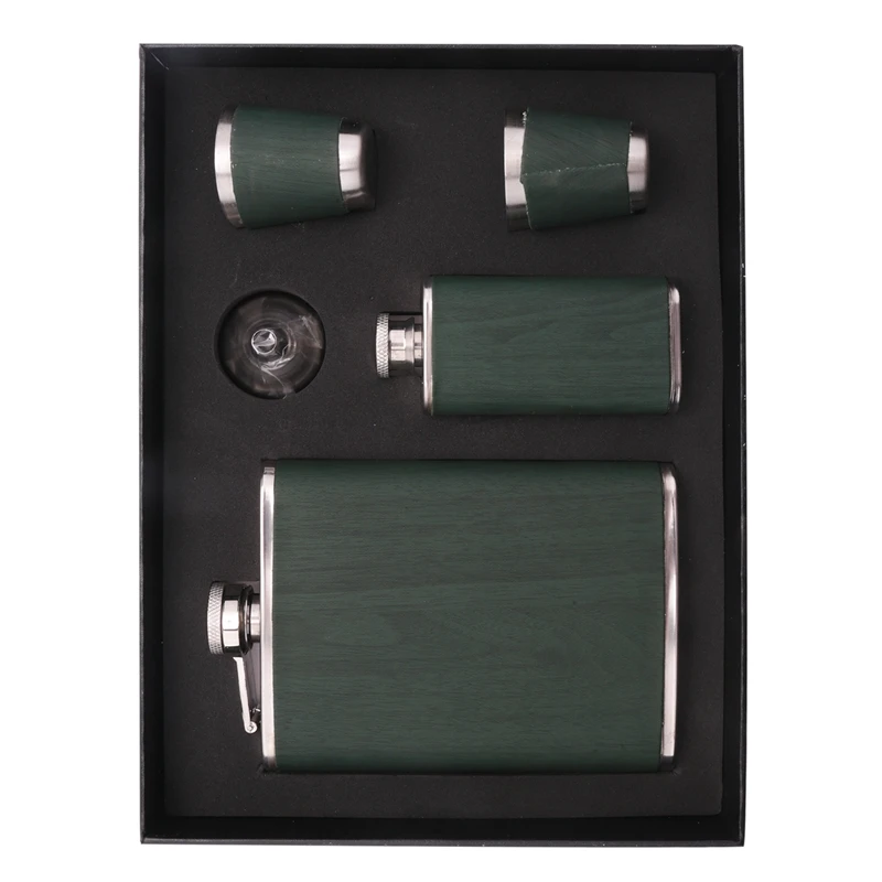 

Hip Flask Set Stainless Steel Flask Of Gifts For Men 260ML Bar Party Camping Barbecue Portable Pocket Flask Green