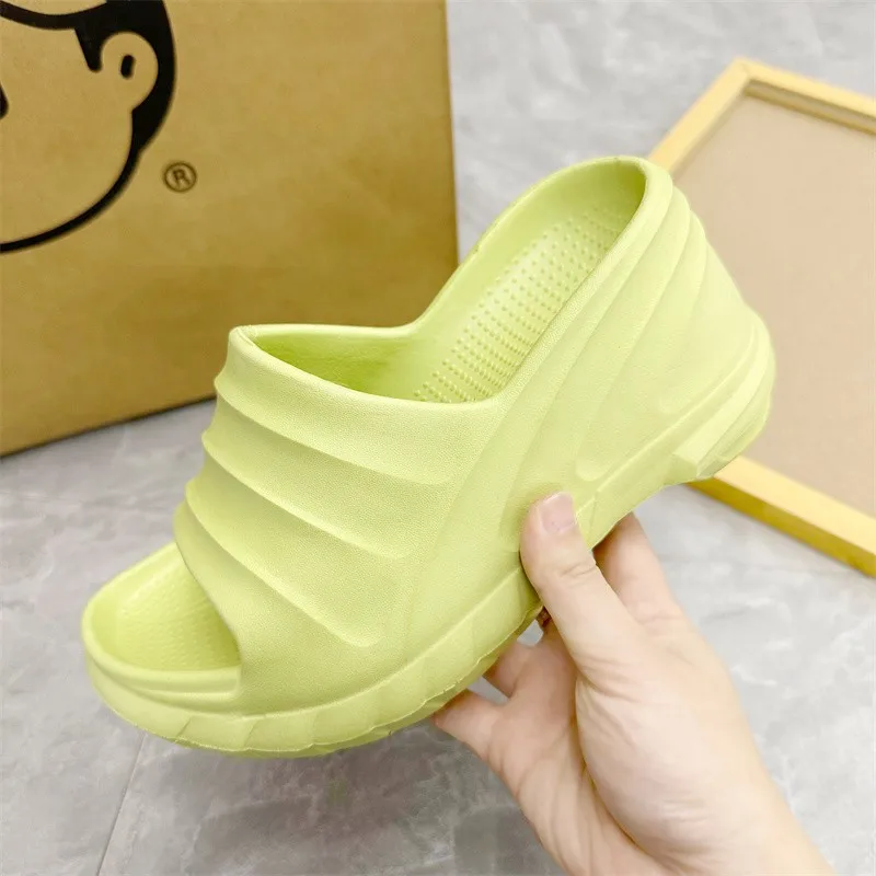 8cm Sloped Heels Women Slippers Platform Wedges Summer Casual Women Shoes Outdoor Comfortable Beach High Slipper Dress Sandals