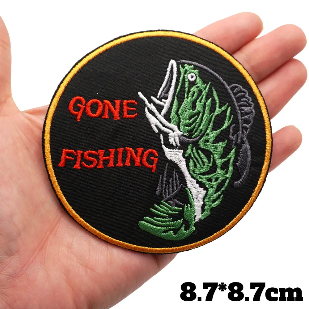 Рыбалка жизнь ушедшая рыбалка вышитые нашивки аппликация швейная этикетка панк