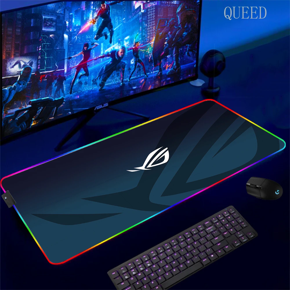 Фото Коврик для мыши с рисунком Asus, игровой светодиодный коврик для мыши 900x400, коврики для мыши, настольные коврики для ПК, офисный настольный коврик, коврики для клавиатуры RGB XXL №4