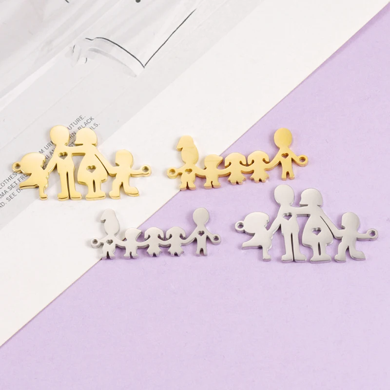 Семейные талисманы на цепочку/браслет для создания ювелирных изделий из нержавеющей стали "Связь четырех/пяти членов семьи".