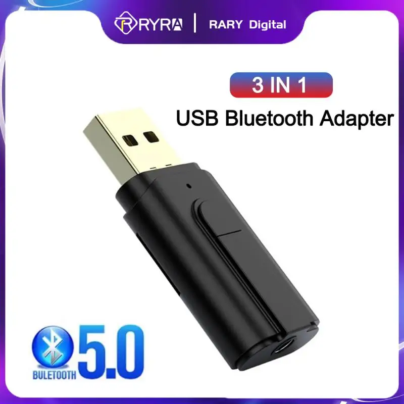 

RYRA USB Bluetooth 5.0 Transmitter Receiver SD Card Reader 3 In 1 Adapter Dongle 3.5mm AUX For PC Headphones Home Car HIFI Audio