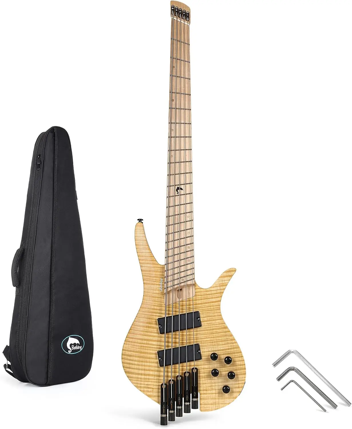Фото Электрогитара Batking Travel Headless Bass 5-струнная с фиксированным бриджем и чехлом для переноски №1