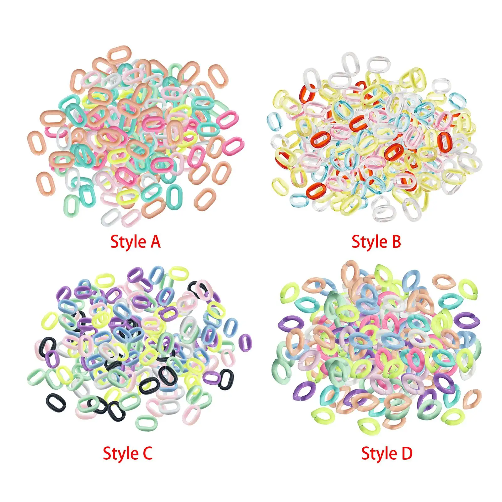 

300Pcs Multicolor Acrylic Chain Link Rings Anti Lost Oval for Necklace Earring Eyewear Retainer Keychain Curtain