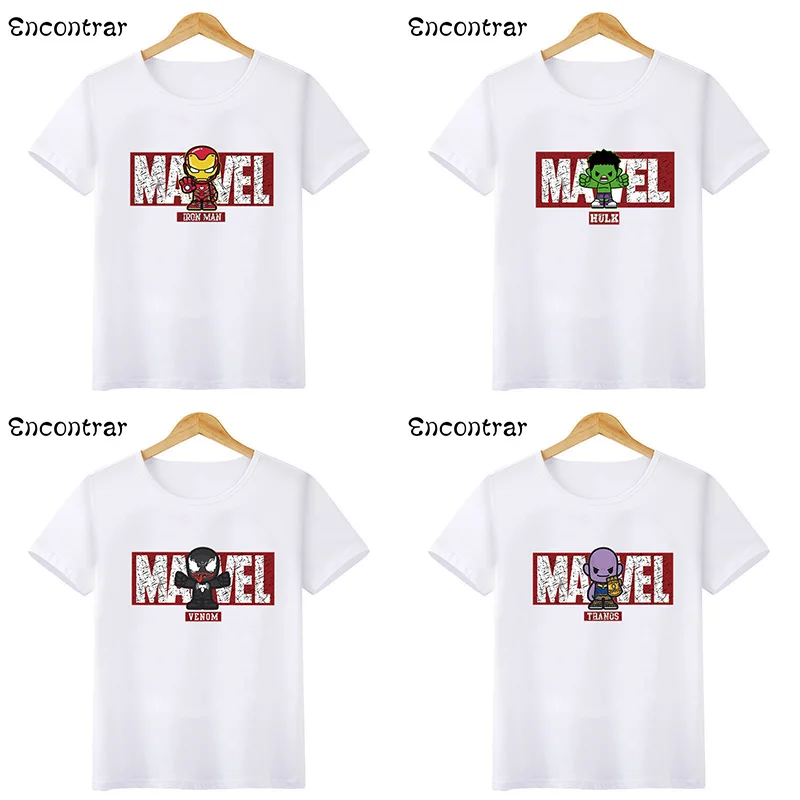 

Детские футболки Marvel, Мстители, Железный человек, Человек-паук, Халк, Капитан Америка, Детская забавная футболка для мальчиков и девочек, лет...